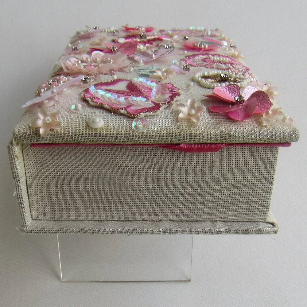 Floral Embellished Fabric Decorated Keepsake/Jewelry/Treasure /Organizer Box